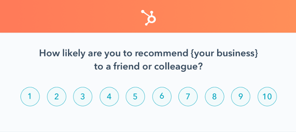 NPS survey example from HubSpot customer feedback tool